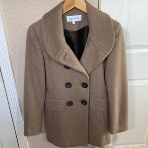 Calvin Klein double breasted size 2 coat, fully lined in brown with back vent